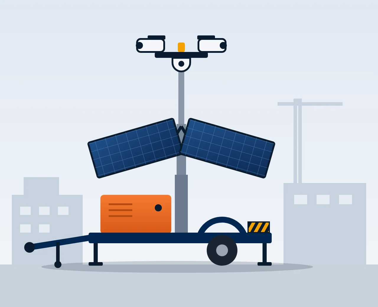 Illustration of a jobsite surveillance camera trailer for rent