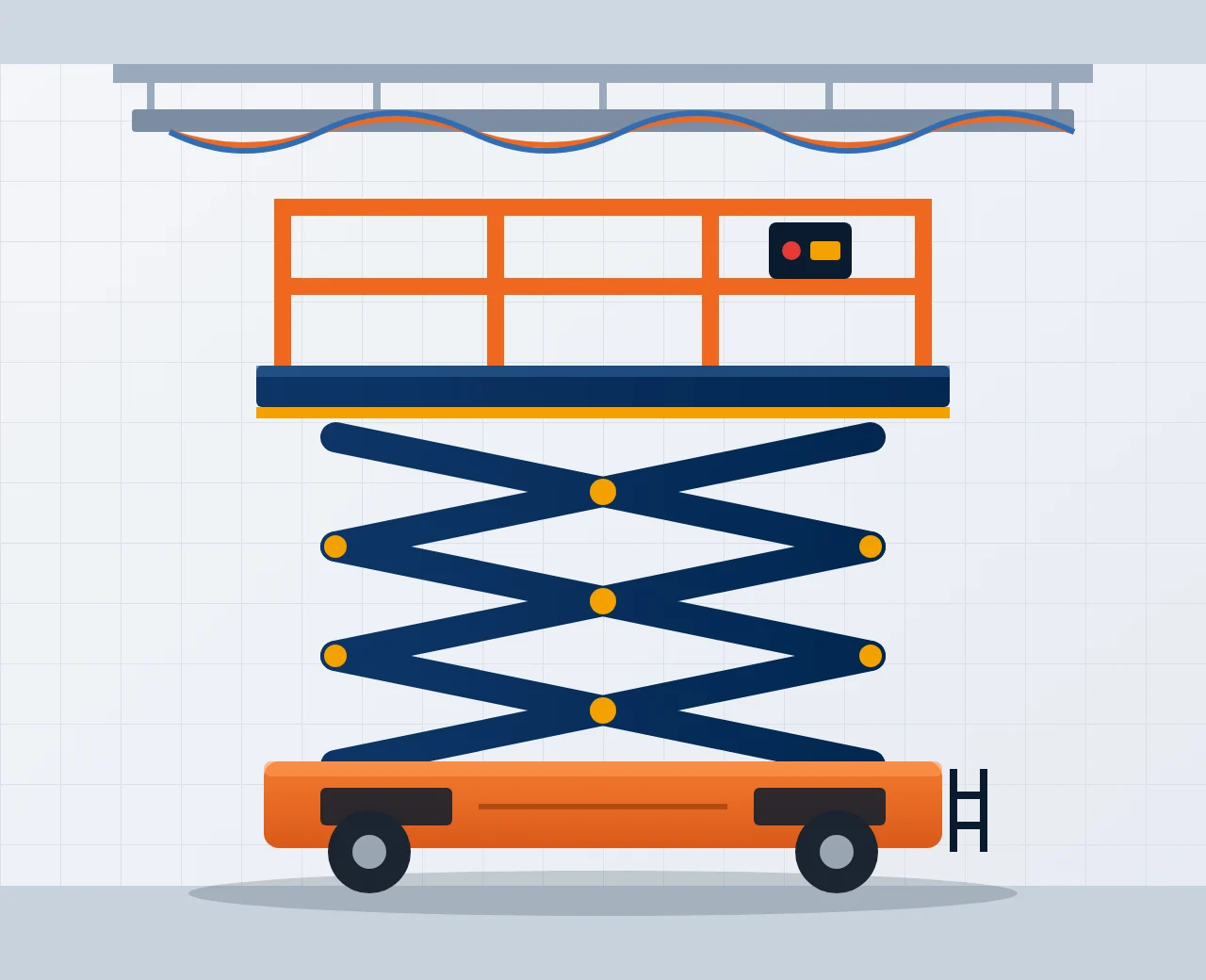 Illustration of an electric scissor lift for rent